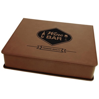 Dark Brown Leatherette 5-Piece Wine Tool Set