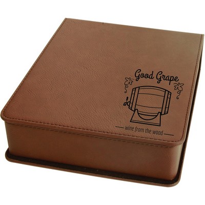 Dark Brown Leatherette 3-Piece Wine Tool Set